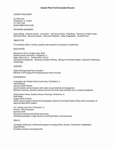 Plain Text Resume Format