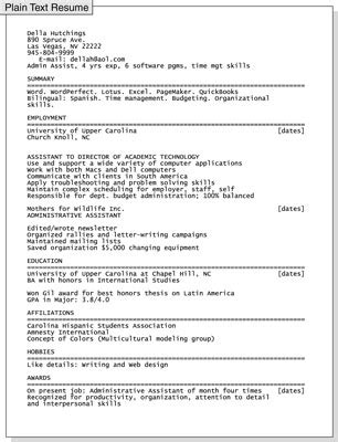 Plain Text Resume How to Create ASCII Resume [+Example]