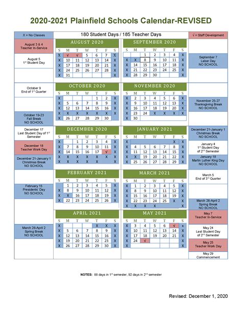 Plainfield District 202 Calendar