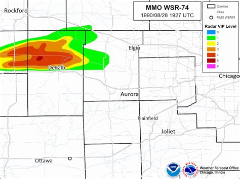 Plainfield in weather radar. A total of 22 tornadoes were confirmed in the NWS Chicago forecast area. Please reference the Tornadoes tab for additional details on these tornadoes. EF-U north of Pontiac, IL; EF-1 near Deer Grove, IL (started in NWS Quad Cities' forecast area) EF-1 near Lanark and Baileyville, IL (started and ended in NWS Quad Cities' forecast area) 