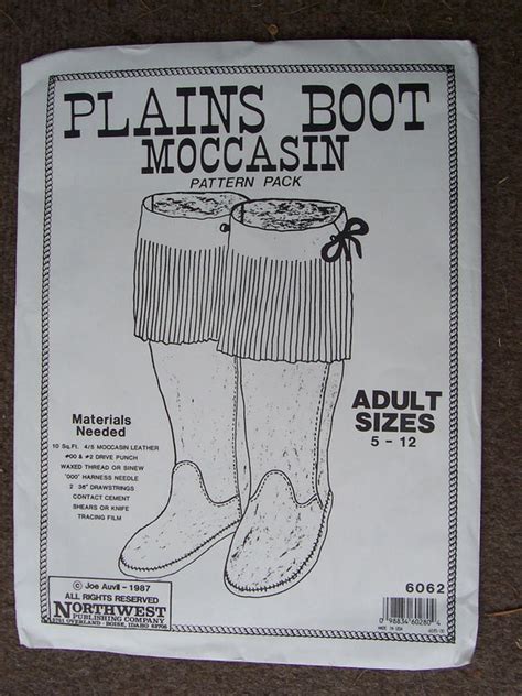 Plains Boot Moccasin Pattern Adult Sizes 5 12