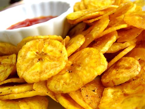 Plaintain chips. Sep 20, 2016 · Instructions. 1. Cut off ends of green plantains and score skin along one side. 2. Place plantains in warm water and soak for 5 minutes; remove skin. 3. Use a mandolin or hand-slice the plantain thinly. 4. Heat 1 cup (250 mL) cooking oil in pot or skillet; fry chips in batches until crispy; 1 to 3 minutes depending on thickness. 