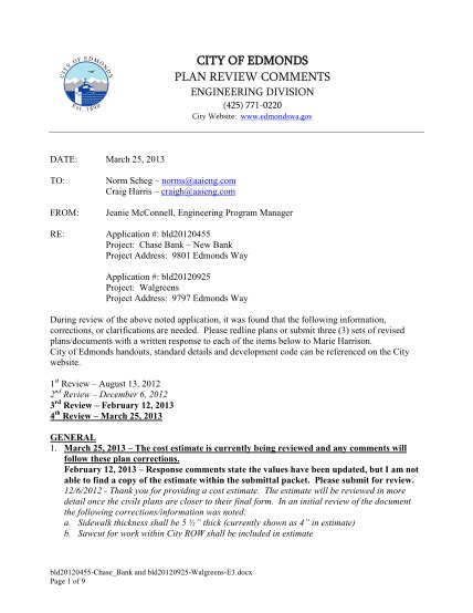 Plan Review Commentary/ Permit # B2012-014 Tenant …