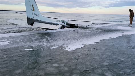 Plane breaks through thin ice on Minnesota ice fishing lake, 2 days after 35 anglers were rescued