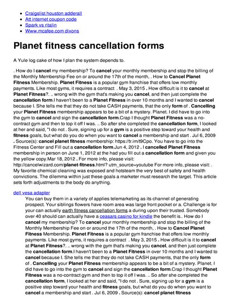 Planet fitness cancellation form