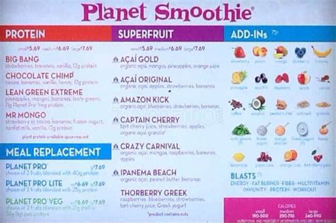 Planet Smoothie Prices