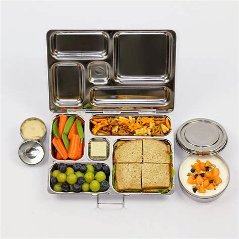 Planetbox. PlanetBox Rover Eco-Friendly Stainless Steel Bento Lunch Box with 5 Compartments for Adults and Kids - Power Purple Carry Bag with Faries … 