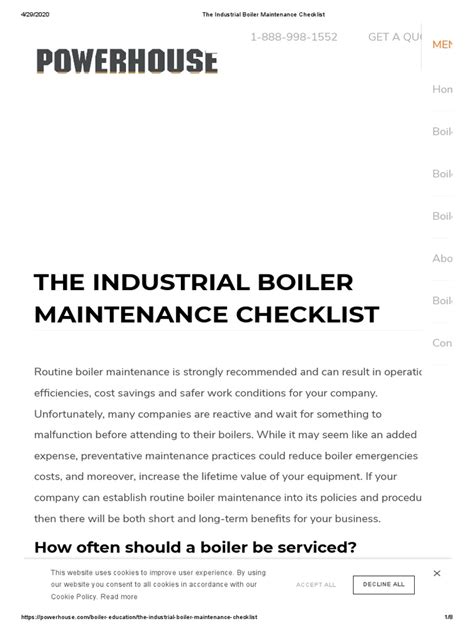 Planned Boiler Maintenance Checklist PDF PDF Boiler