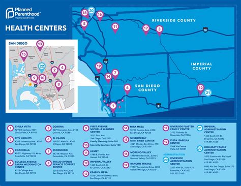 Planned parenthood san diego. 9 am - 5:30 pm. Friday. 8 am - 4:30 pm. Saturday. Closed. Sunday. Closed. Women's Health - UTI, abnormal pap smear, LEEP, cryotherapy, treatment of vaginal infections, etc. at the Mira Mesa Corton/ Eibl Family Center. Trusted health care for nearly 100 years by Planned Parenthood. 