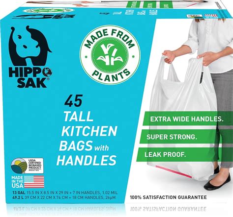 Plant Based Tall Kitchen Trash Bags - Hippo Sak