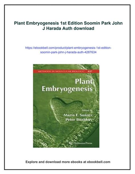 Plant Embryogenesis 1st Edition