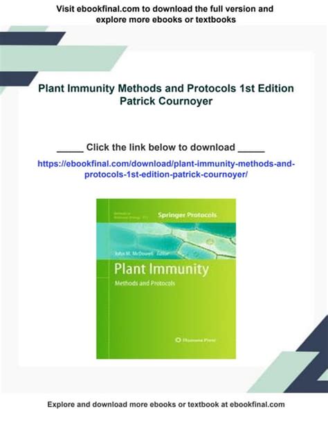 Plant Immunity Methods And Protocols