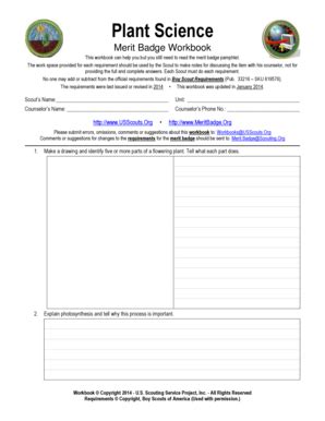 Plant Science Merit Badge Worksheets