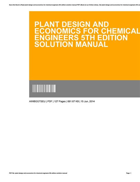 Plant design and economics for chemical engineering solution manual. - Dépannage pour ouvre-porte de garage lynx 455.