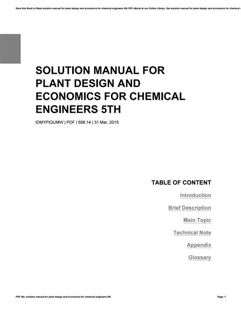 Plant design and economics solution manual. - A 21stcentury guide to the letterpress business.