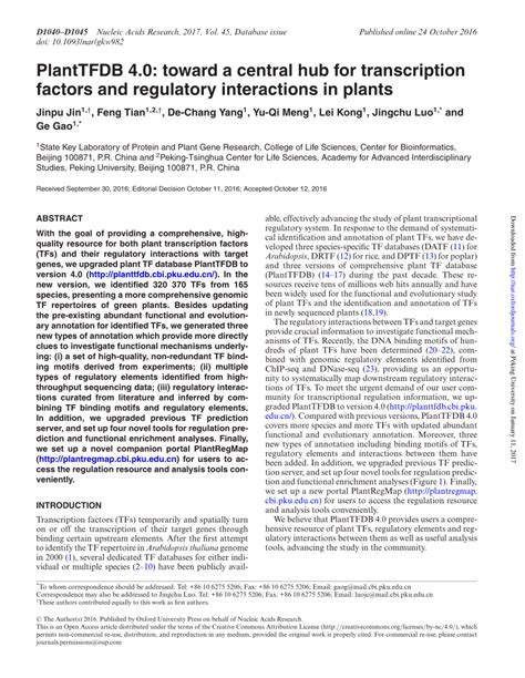 PlantTFDB 4.0: toward a central hub for transcription factors …