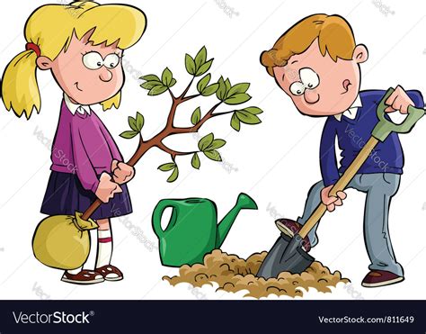 Planting a tree Royalty Free Vector Image VectorStock