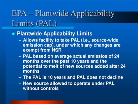 Plantwide Applicability Limits (PALs) US EPA