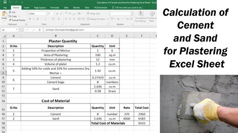 Plastering and painting work on Excel sheet with deduction