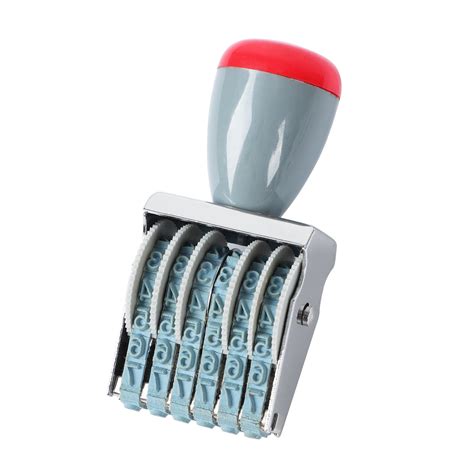 Plastic Handle Gray 6 Digit Number Numberal Numbering Roller Stamp