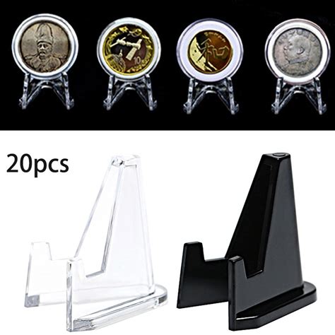 Plastic Quality Coin Display Stand Clear Round Square Case