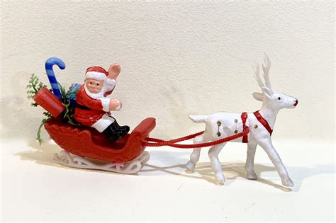 Plastic Santa With Reindeer - Etsy