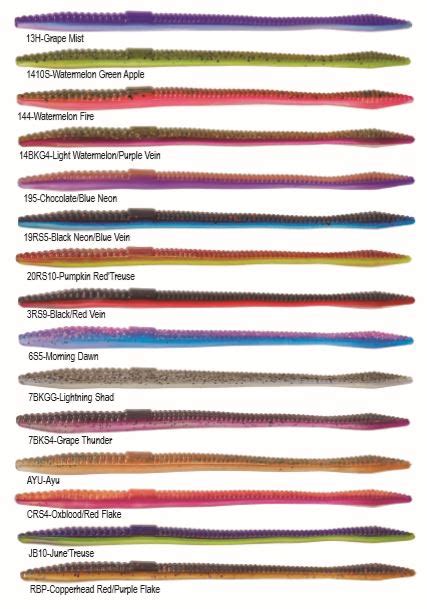 Plastic Worm Colors Chart