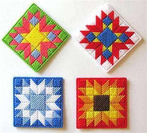 Plastic canvas coasters free patterns. Providing detailed step-by-step photos, the tutorial makes this project easy. I particularly like the fact that the designer used variegated yarn for her coasters. Of course, you could change that up very easily. You will need basic plastic canvas supplies including yarn, a plastic canvas needle, and a sheet of 7 count plastic canvas. That’s it! 
