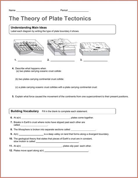 Plate Tectonics Worksheet 6th Grade Answer Key Worksheet Resume Examples