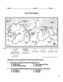 Plate Tectonics Worksheet Answer Key