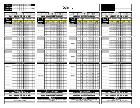 Platinum Strength Conditioning Excel Template Excel Training Designs