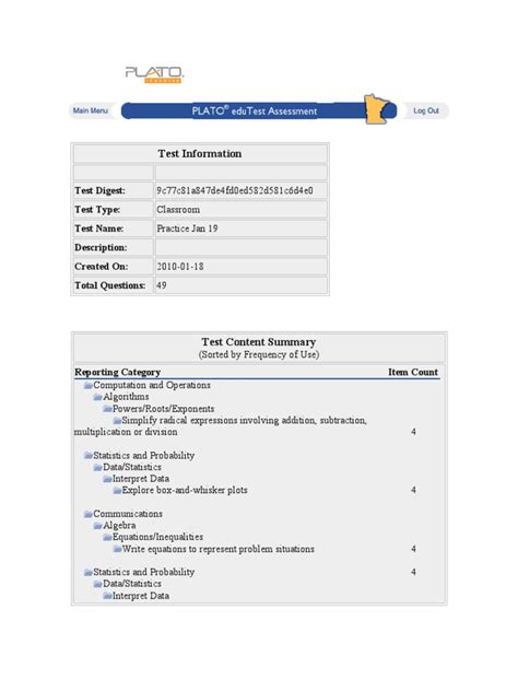 Plato Algebra Answers