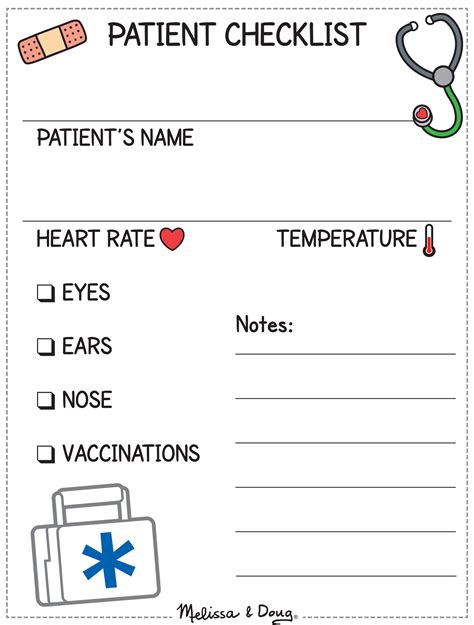 Play Doctor Checklist Printable