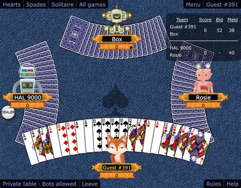 Play double deck pinochle online free. Once you’ve perfected your game, please come join us in one of our online pinochle tables. In the United States and Canada, perhaps the most popular style of Pinochle is four players with partners and 4-card passing. This is the variation featured here on this site. In this form of the game there are two 2-person teams playing against one ... 