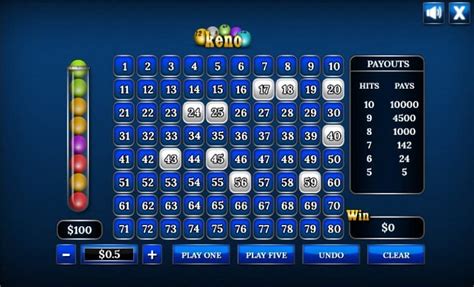 Play keno online. 3 days ago · Join to Play. Keno is a classic casino game that is fun and easy to learn. Players select a bet amount and choose between 2 and 10 numbers on their Keno card. Numbers are then randomly drawn and appear on the keno card as they are drawn. The more numbers you pick correctly, the more you win! 