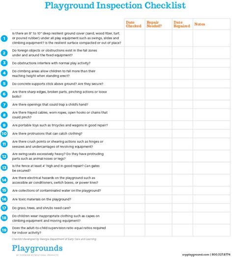 Playground Maintenance Checklist - PlaygroundEquipment.com