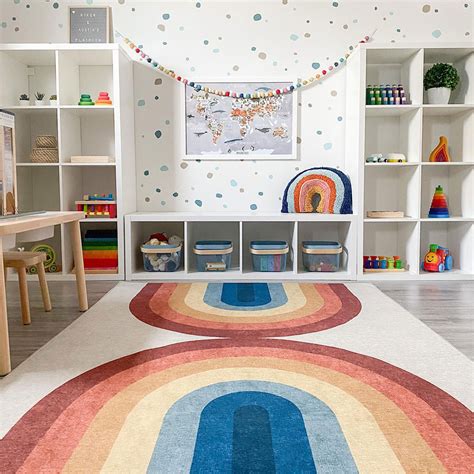 STARUIA Large Kids Rug for Playroom, 8'x10' Handprints and Footprints Colorful Rug …