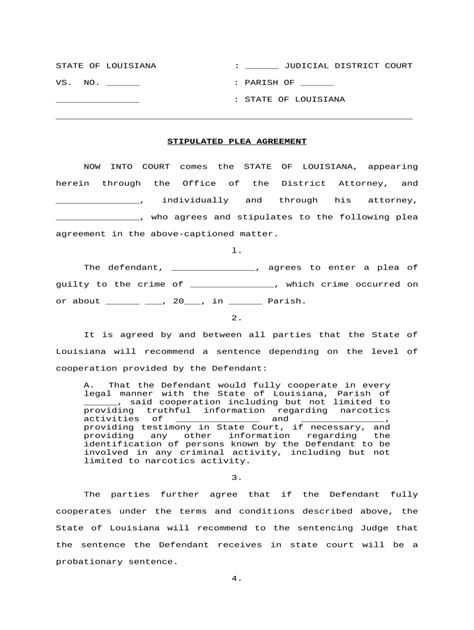 Plea Agreement Template