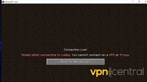 Please disconnect from vpn or proxy minecraft.  If the problem persists, cont...