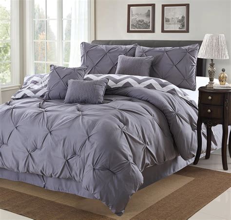 This 7-piece comforter set adds a luxurious, French country feel to your bedroom. It showcases a ruched design with four rows of handcrafted bow tie details, creating an elegant and farmhouse-inspired look. Made from 100% polyester microfiber, the comforter is filled with polyester for cozy warmth during fall and spring. This set …. 