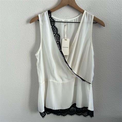 Pleione Mix Media Tank SMALL Black White Stripe Chiffon …