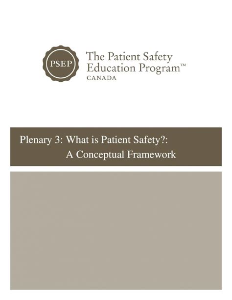 Plenary 3: What is Patient Safety?: A Conceptual Framework