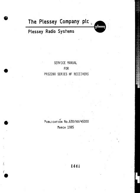 Plessey prs2280 hf receivers 1985 repair manual. - France, l'angleterre et naples de 1803 à 1806..