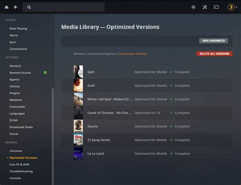 Plex optimized versions.  Feb 2, 2022 · Plex Media Server server-windows , media-optimizer...