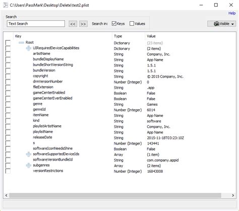 Plist viewer windows