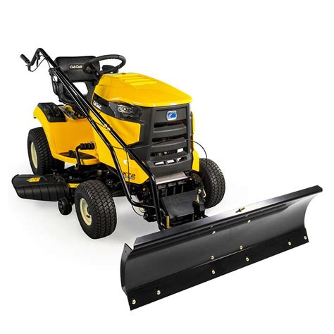 Plow on lawn mower. 1. Cub Cadet XT2 LX42 Tractor with 3-Stage Tractor Mount Blower. Since the Cub Cadet XT2 LX42 is a beast powered by a 679cc motor, it can power through some pretty deep snowdrifts. Combined with a 42in. tri-stage tractor mounts snow blower, it’s pretty much unstoppable even when the snow starts to combine with rain. 