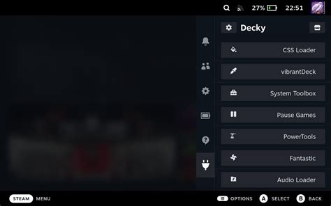 Plugin loader.  Decky Loader is a homebrew plugin launcher for the Steam Deck...