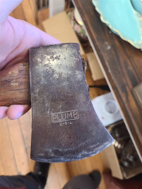 Plumb two Bit Axe Head showing normal wear on a one to ten i'd give it a seven well marked ,edges are in great shape and sharp show no signs of blueing from over sharpening, pictures tell the story u. 