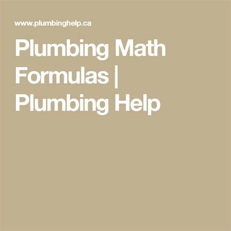 Plumbing Math Formulas Plumbing Help