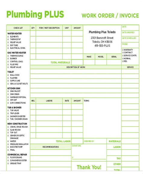 Plumbing Work Order Template Classles Democracy